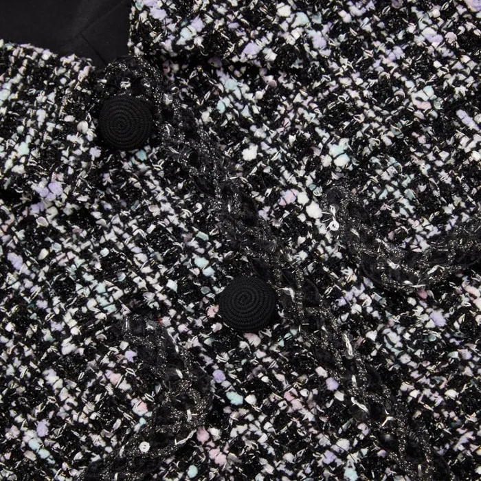 Self Portrait Dresses Black Checked Boucle Mini Dress 8211 Women Self Portrait Dresses Black Checked Boucle Mini Dress 8211 Women