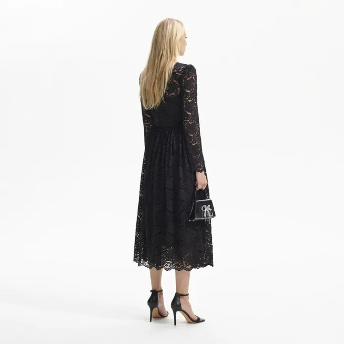 Self Portrait Dresses Black Cord Lace Long Sleeve Midi Dress 8211 Women Self Portrait Dresses Black Cord Lace Long Sleeve Midi Dress 8211 Women