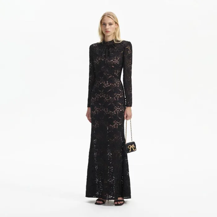 Self Portrait Dresses Black Cord Lace Maxi Dress 8211 Women Self Portrait Dresses Black Cord Lace Maxi Dress 8211 Women