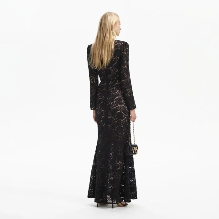 Self Portrait Dresses Black Cord Lace Maxi Dress 8211 Women Self Portrait Dresses Black Cord Lace Maxi Dress 8211 Women