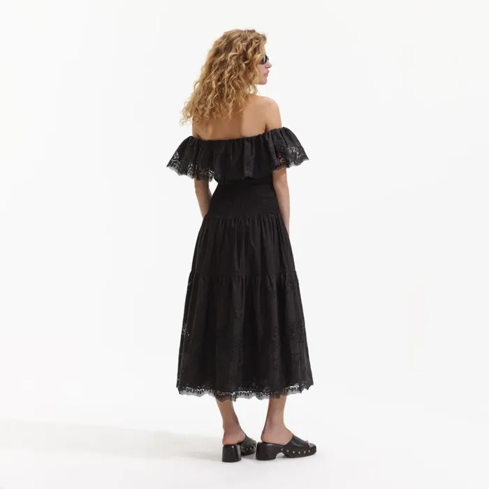 Self Portrait Dresses Black Cotton Midi Dress 8211 Women Self Portrait Dresses Black Cotton Midi Dress 8211 Women