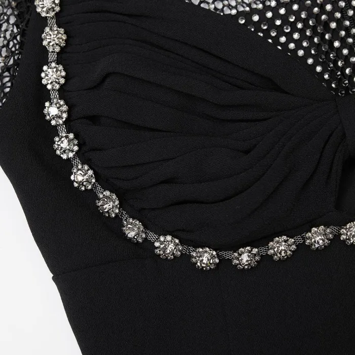 Self Portrait Dresses Black Crepe Diamante Midi Dress 8211 Women Self Portrait Dresses Black Crepe Diamante Midi Dress 8211 Women