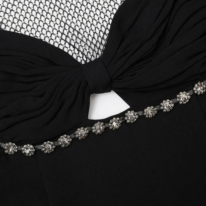 Self Portrait Dresses Black Crepe Diamante Midi Dress 8211 Women Self Portrait Dresses Black Crepe Diamante Midi Dress 8211 Women
