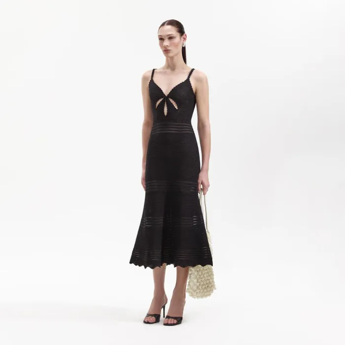 Self Portrait Dresses Black Crochet Cut Out Midi Dress 8211 Women Self Portrait Dresses Black Crochet Cut Out Midi Dress 8211 Women