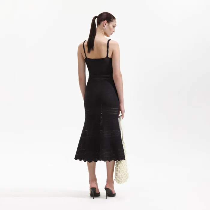 Self Portrait Dresses Black Crochet Cut Out Midi Dress 8211 Women Self Portrait Dresses Black Crochet Cut Out Midi Dress 8211 Women