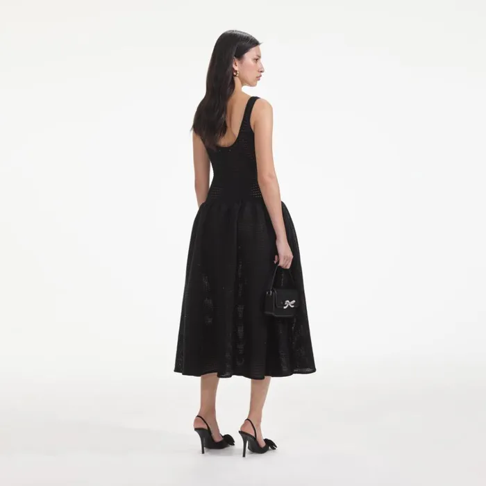 Self Portrait Dresses Black Crochet Knit Midi Dress 8211 Women Self Portrait Dresses Black Crochet Knit Midi Dress 8211 Women
