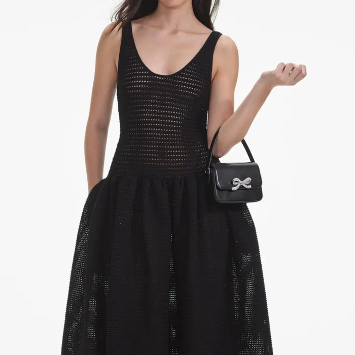 Self Portrait Dresses Black Crochet Knit Midi Dress 8211 Women Self Portrait Dresses Black Crochet Knit Midi Dress 8211 Women