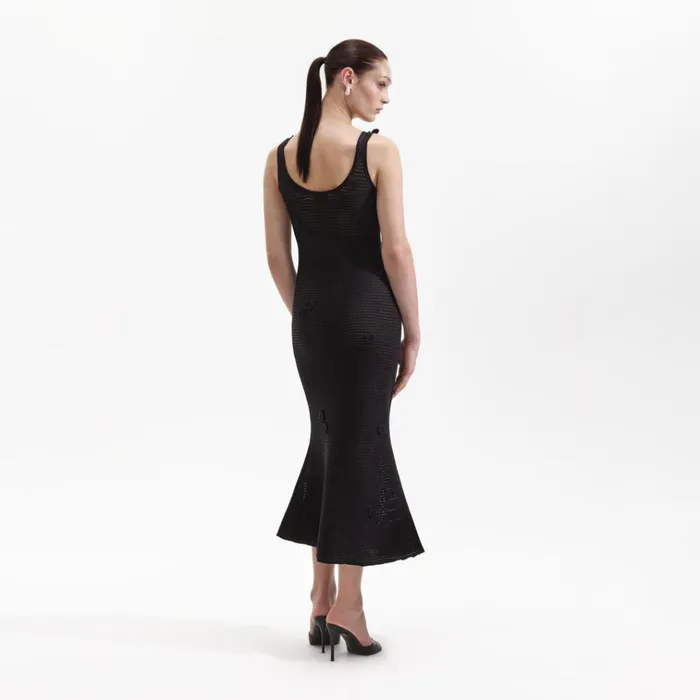 Self Portrait Dresses Black Crochet Midi Dress 8211 Women Self Portrait Dresses Black Crochet Midi Dress 8211 Women