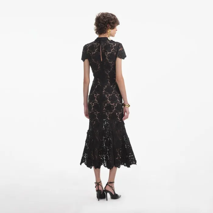 Self Portrait Dresses Black Flower Lace Midi Dress 8211 Women Self Portrait Dresses Black Flower Lace Midi Dress 8211 Women