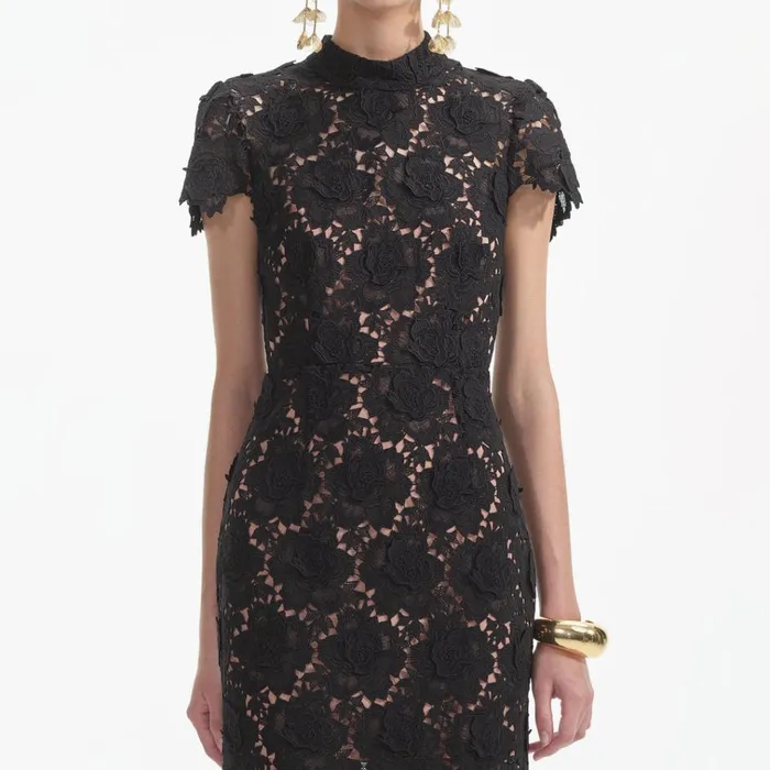 Self Portrait Dresses Black Flower Lace Midi Dress 8211 Women Self Portrait Dresses Black Flower Lace Midi Dress 8211 Women