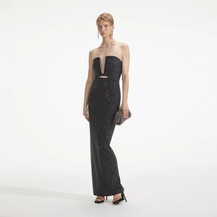Self Portrait Dresses Black Jersey Rhinestone Maxi Dress 8211 Women Self Portrait Dresses Black Jersey Rhinestone Maxi Dress 8211 Women