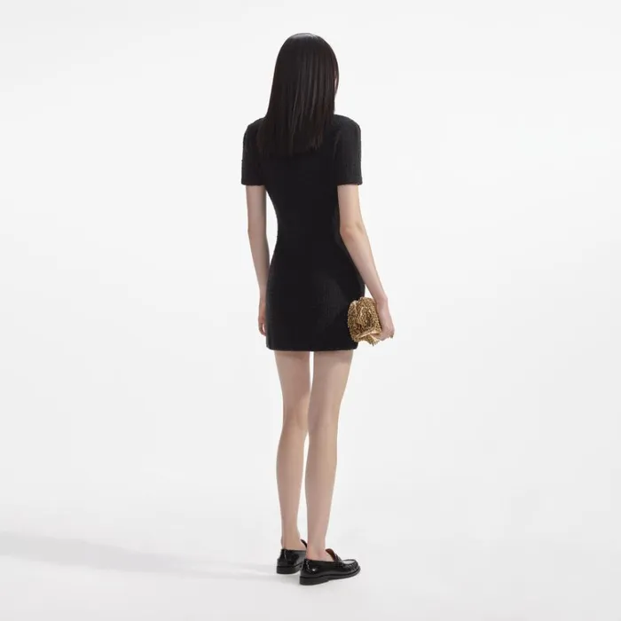 Self Portrait Dresses Black Jewel Button Knit Mini Dress 8211 Women Self Portrait Dresses Black Jewel Button Knit Mini Dress 8211 Women