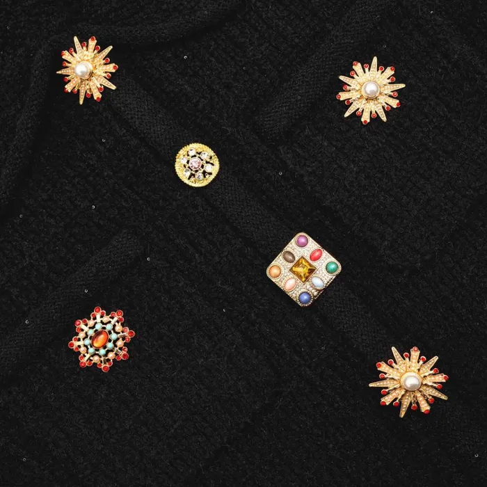 Self Portrait Dresses Black Jewel Button Knit Mini Dress 8211 Women Self Portrait Dresses Black Jewel Button Knit Mini Dress 8211 Women