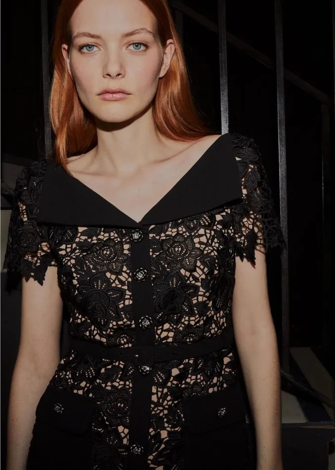 Self Portrait Dresses Black Lace Open Neck Mini Dress 8211 Women Self Portrait Dresses Black Lace Open Neck Mini Dress 8211 Women