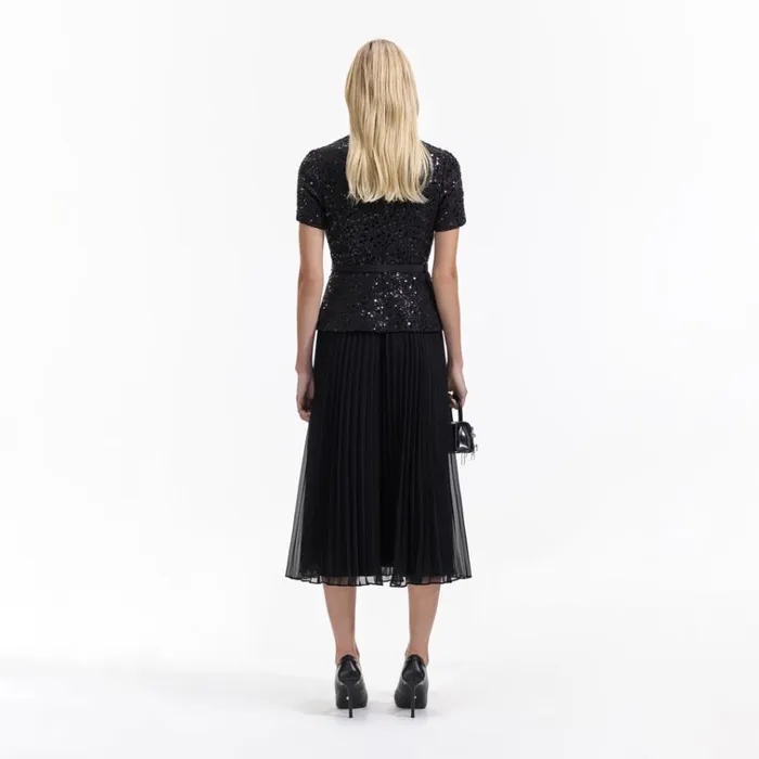 Self Portrait Dresses Black Sequin Boucle Tailored Midi Dress 8211 Women Self Portrait Dresses Black Sequin Boucle Tailored Midi Dress 8211 Women