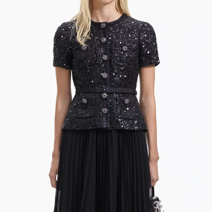 Self Portrait Dresses Black Sequin Boucle Tailored Midi Dress 8211 Women Self Portrait Dresses Black Sequin Boucle Tailored Midi Dress 8211 Women