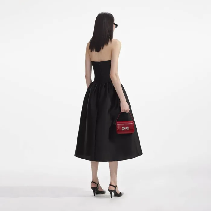 Self Portrait Dresses Black Taffeta Midi Dress 8211 Women Self Portrait Dresses Black Taffeta Midi Dress 8211 Women