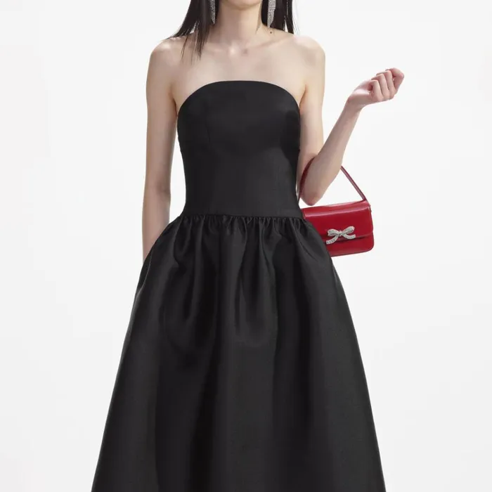 Self Portrait Dresses Black Taffeta Midi Dress 8211 Women Self Portrait Dresses Black Taffeta Midi Dress 8211 Women