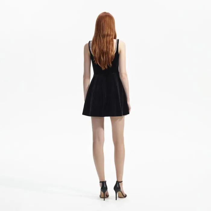 Self Portrait Dresses Black Velvet Skater Mini Dress 8211 Women Self Portrait Dresses Black Velvet Skater Mini Dress 8211 Women