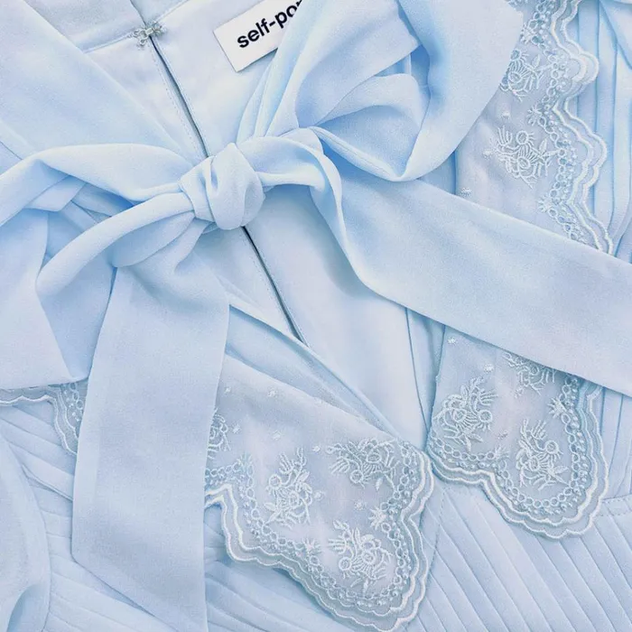 Self Portrait Dresses Blue Chiffon Bow Midi Dress 8211 Women Self Portrait Dresses Blue Chiffon Bow Midi Dress 8211 Women
