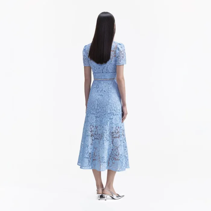 Self Portrait Dresses Blue Cord Lace Bow Midi Dress 8211 Women Self Portrait Dresses Blue Cord Lace Bow Midi Dress 8211 Women