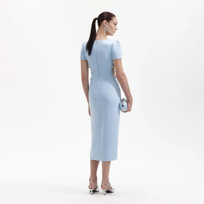 Self Portrait Dresses Blue Crepe Split Midi Dress 8211 Women Self Portrait Dresses Blue Crepe Split Midi Dress 8211 Women