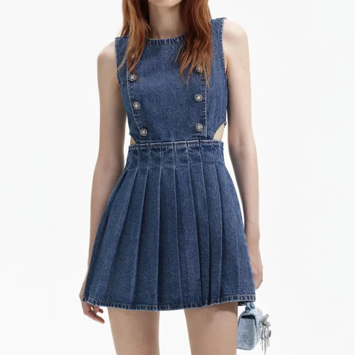 Self Portrait Dresses Blue Denim CutOut Mini Dress 8211 Women Self Portrait Dresses Blue Denim CutOut Mini Dress 8211 Women