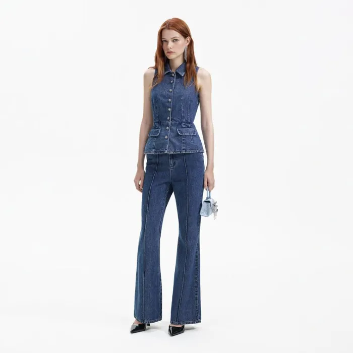Self Portrait Dresses Blue Denim Jumpsuit 8211 Women Self Portrait Dresses Blue Denim Jumpsuit 8211 Women
