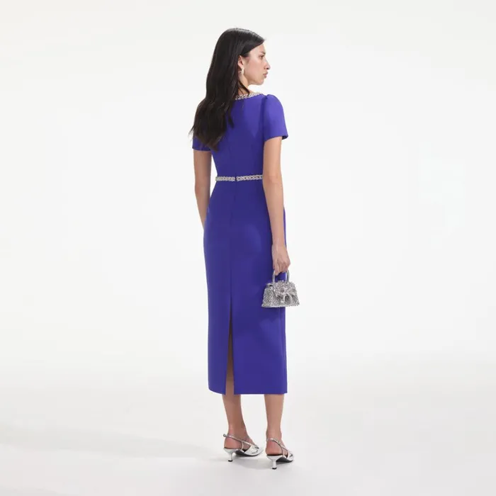 Self Portrait Dresses Blue Diamante Bow Trim Midi Dress 8211 Women Self Portrait Dresses Blue Diamante Bow Trim Midi Dress 8211 Women