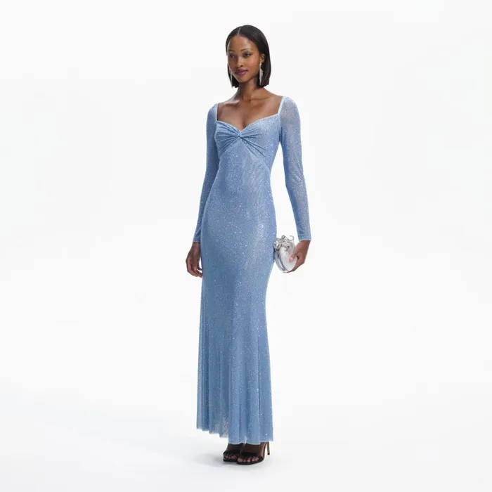 Self Portrait Dresses Blue Iridescent Rhinestone Maxi Dress 8211 Women Self Portrait Dresses Blue Iridescent Rhinestone Maxi Dress 8211 Women