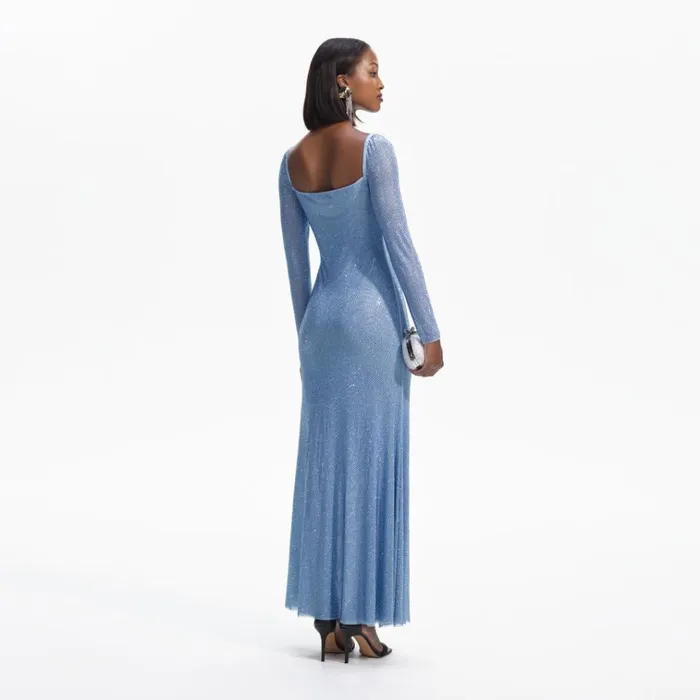 Self Portrait Dresses Blue Iridescent Rhinestone Maxi Dress 8211 Women Self Portrait Dresses Blue Iridescent Rhinestone Maxi Dress 8211 Women