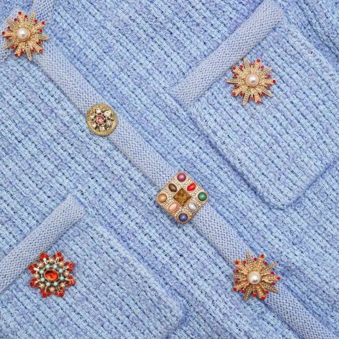 Self Portrait Dresses Blue Jewel Button Knit Mini Dress 8211 Women Self Portrait Dresses Blue Jewel Button Knit Mini Dress 8211 Women