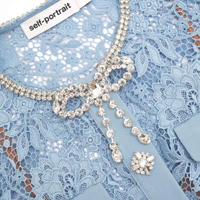 Self Portrait Dresses Blue Lace Diamante Bow Mini Dress 8211 Women Self Portrait Dresses Blue Lace Diamante Bow Mini Dress 8211 Women