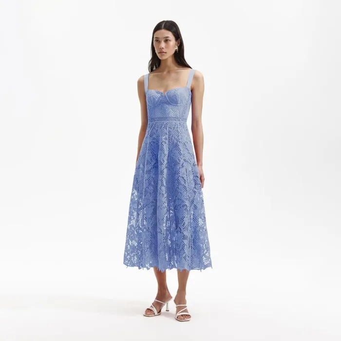 Self Portrait Dresses Blue Lace Midi Sweetheart Dress 8211 Women Self Portrait Dresses Blue Lace Midi Sweetheart Dress 8211 Women