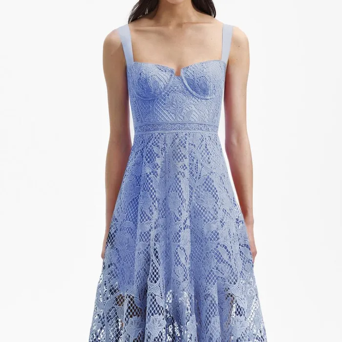 Self Portrait Dresses Blue Lace Midi Sweetheart Dress 8211 Women Self Portrait Dresses Blue Lace Midi Sweetheart Dress 8211 Women