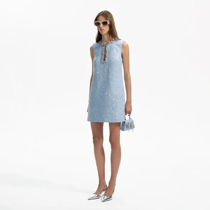 Self Portrait Dresses Blue Sequin Boucle Mini Dress 8211 Women Self Portrait Dresses Blue Sequin Boucle Mini Dress 8211 Women