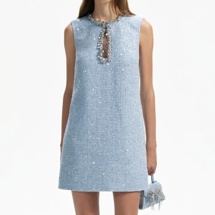 Self Portrait Dresses Blue Sequin Boucle Mini Dress 8211 Women Self Portrait Dresses Blue Sequin Boucle Mini Dress 8211 Women