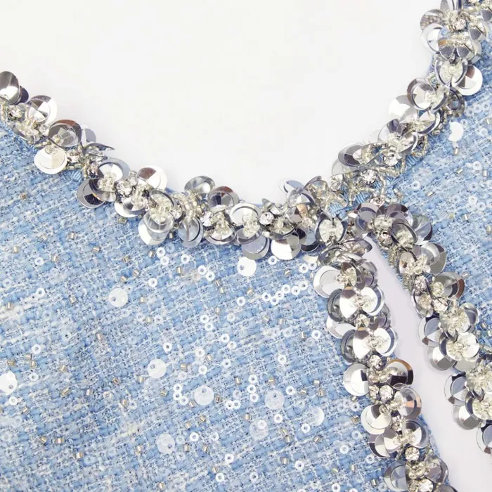 Self Portrait Dresses Blue Sequin Boucle Mini Dress 8211 Women Self Portrait Dresses Blue Sequin Boucle Mini Dress 8211 Women