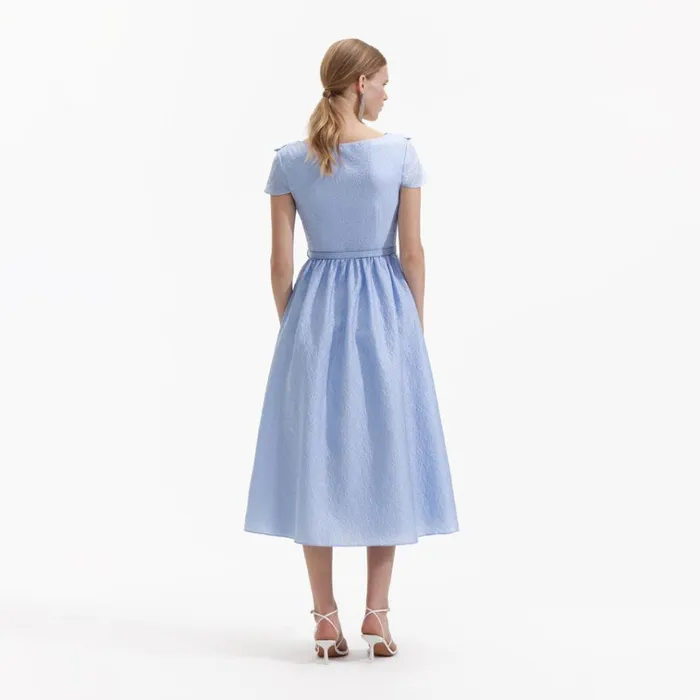 Self Portrait Dresses Blue Textured Midi Dress 8211 Women Self Portrait Dresses Blue Textured Midi Dress 8211 Women