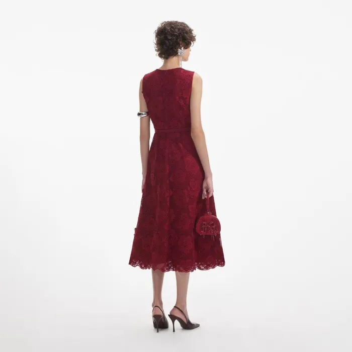 Self Portrait Dresses Burgundy Lace Buttoned Midi Dress 8211 Women Self Portrait Dresses Burgundy Lace Buttoned Midi Dress 8211 Women