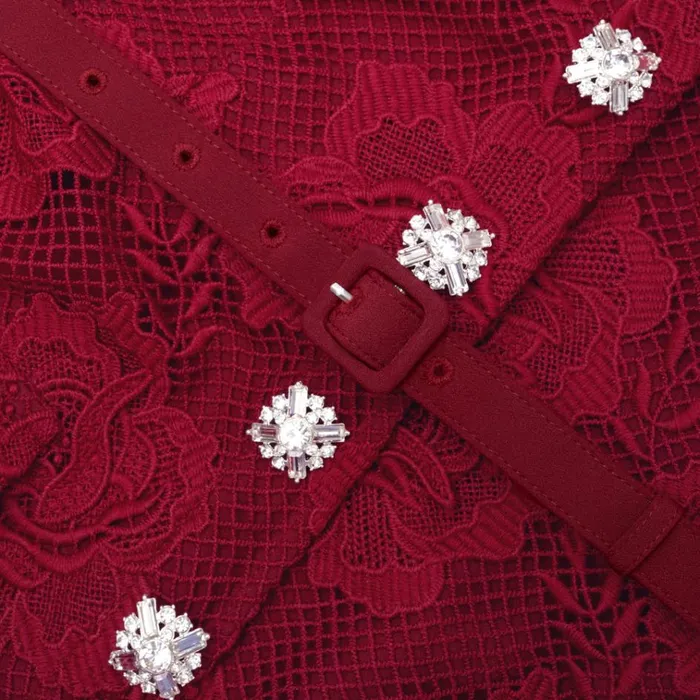 Self Portrait Dresses Burgundy Lace Buttoned Midi Dress 8211 Women Self Portrait Dresses Burgundy Lace Buttoned Midi Dress 8211 Women
