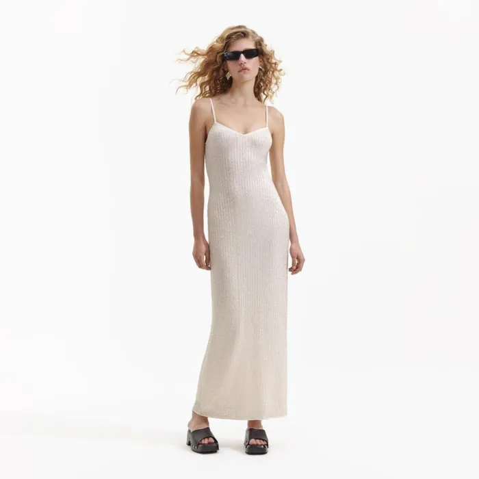 Self Portrait Dresses Cream Beaded Mesh Maxi Dress 8211 Women