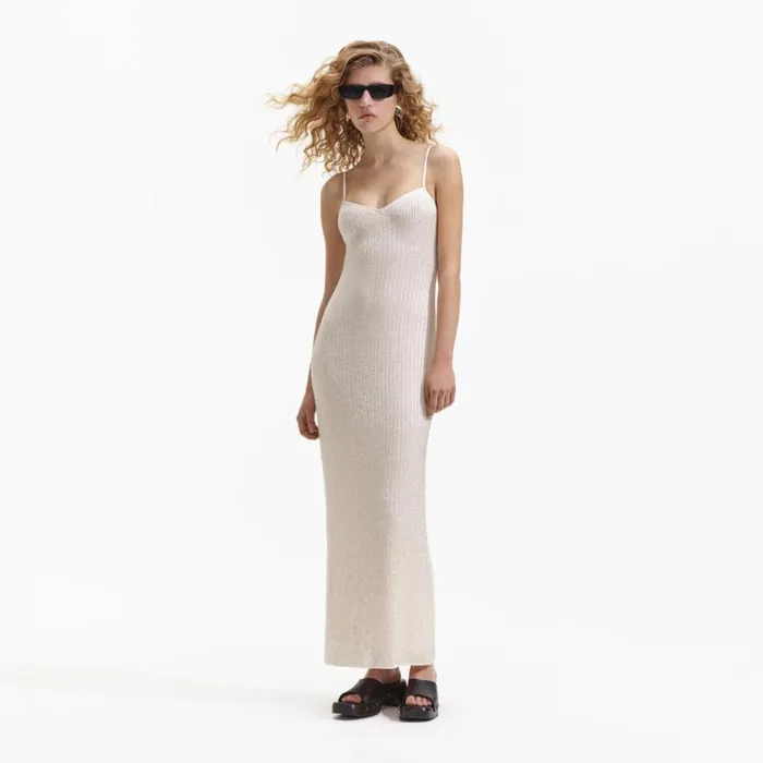 Self Portrait Dresses Cream Beaded Mesh Maxi Dress 8211 Women Self Portrait Dresses Cream Beaded Mesh Maxi Dress 8211 Women