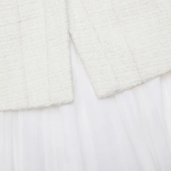 Self Portrait Dresses Cream Boucle Chiffon Midi Dress 8211 Women Self Portrait Dresses Cream Boucle Chiffon Midi Dress 8211 Women