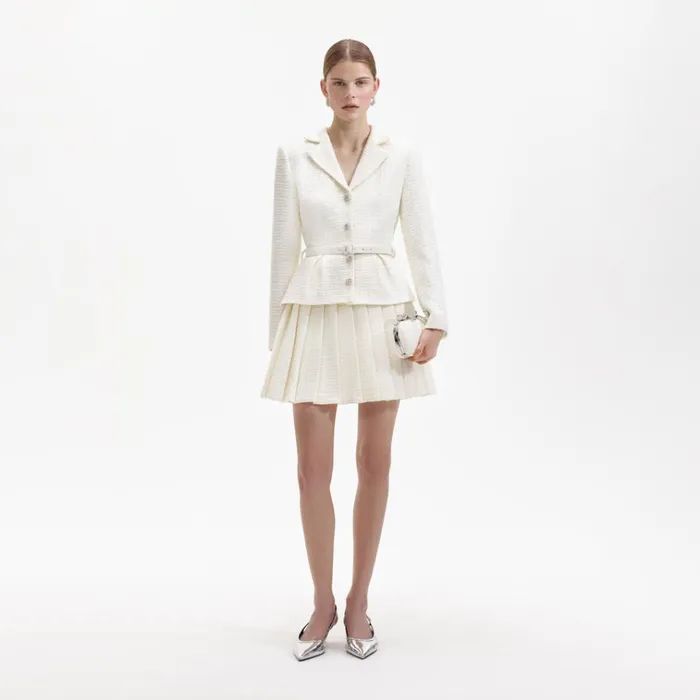 Self Portrait Dresses Cream Boucle Mini Jacket Dress 8211 Women