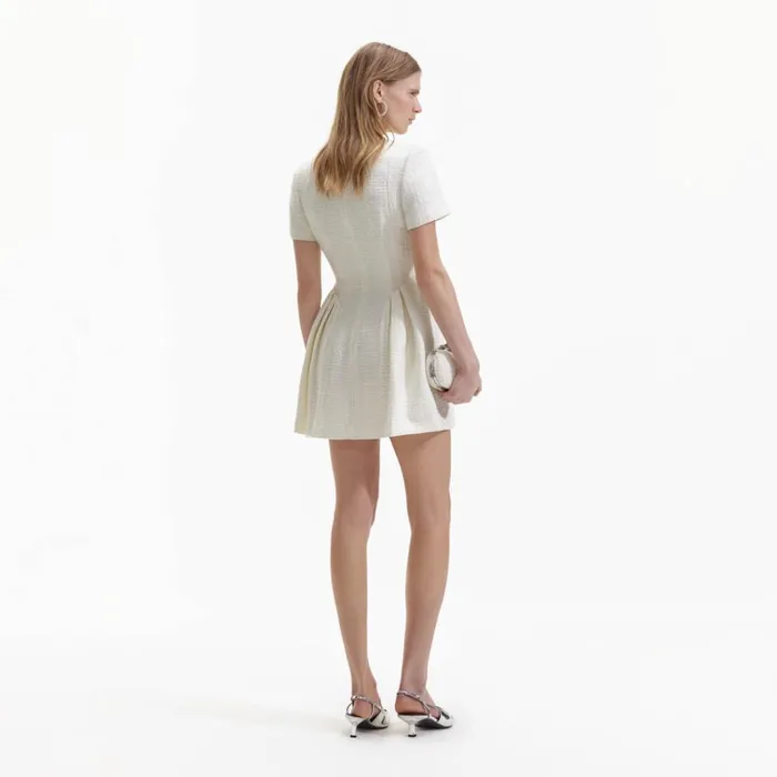 Self Portrait Dresses Cream Boucle Short Sleeve Mini Dress 8211 Women Self Portrait Dresses Cream Boucle Short Sleeve Mini Dress 8211 Women