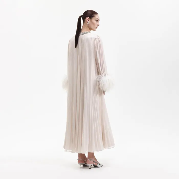 Self Portrait Dresses Cream Chiffon Feather Midi Dress 8211 Women Self Portrait Dresses Cream Chiffon Feather Midi Dress 8211 Women