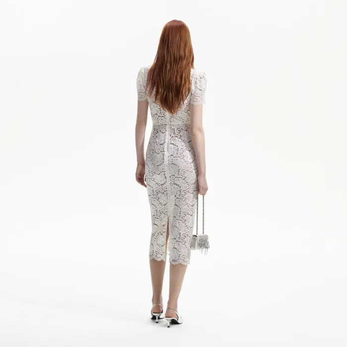 Self Portrait Dresses Cream Cord Lace VNeck Midi Dress 8211 Women Self Portrait Dresses Cream Cord Lace VNeck Midi Dress 8211 Women