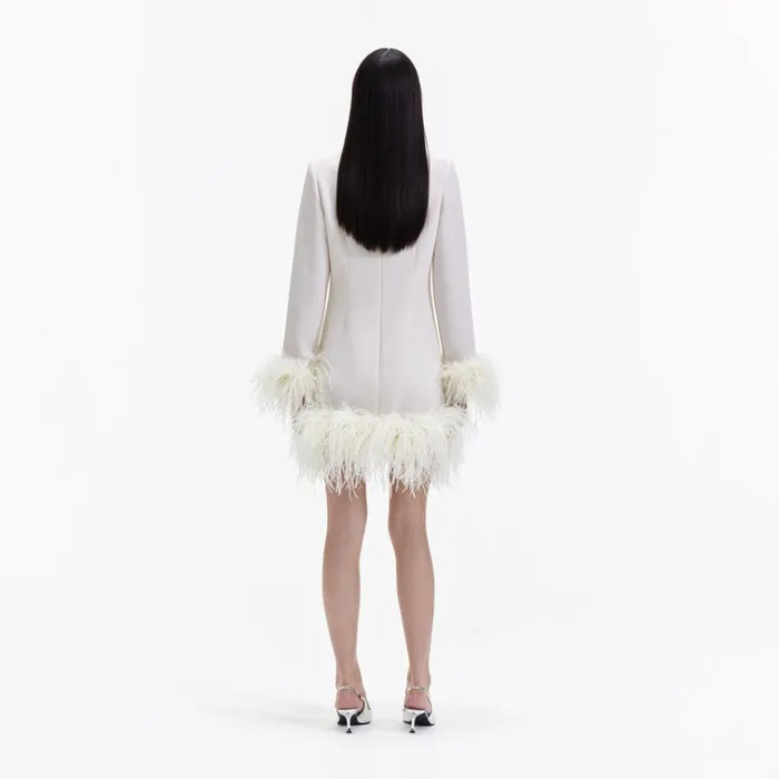 Self Portrait Dresses Cream Crepe Feather Mini Dress 8211 Women Self Portrait Dresses Cream Crepe Feather Mini Dress 8211 Women