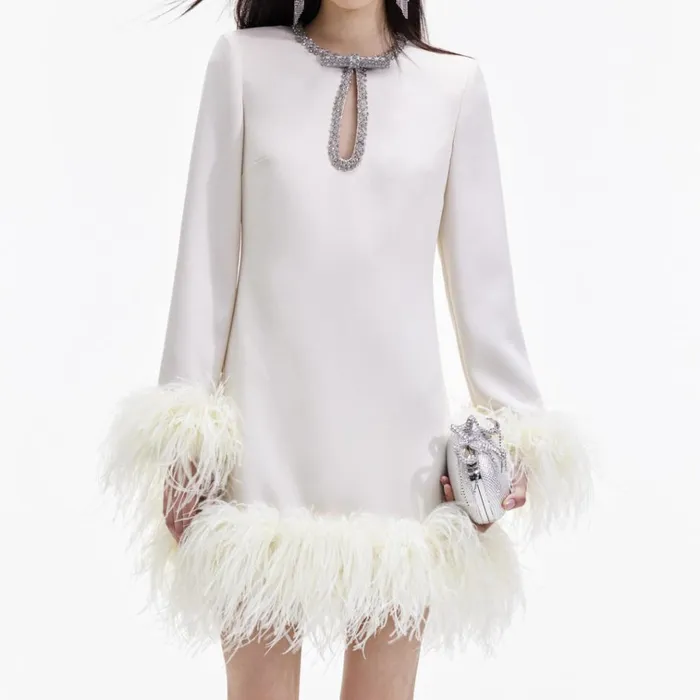 Self Portrait Dresses Cream Crepe Feather Mini Dress 8211 Women Self Portrait Dresses Cream Crepe Feather Mini Dress 8211 Women